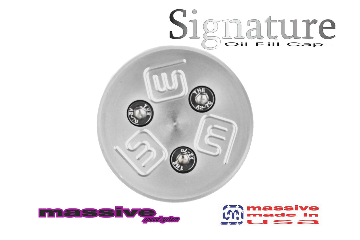 Massive Signature Oil Fill Caps natural Aluminum screw in top view