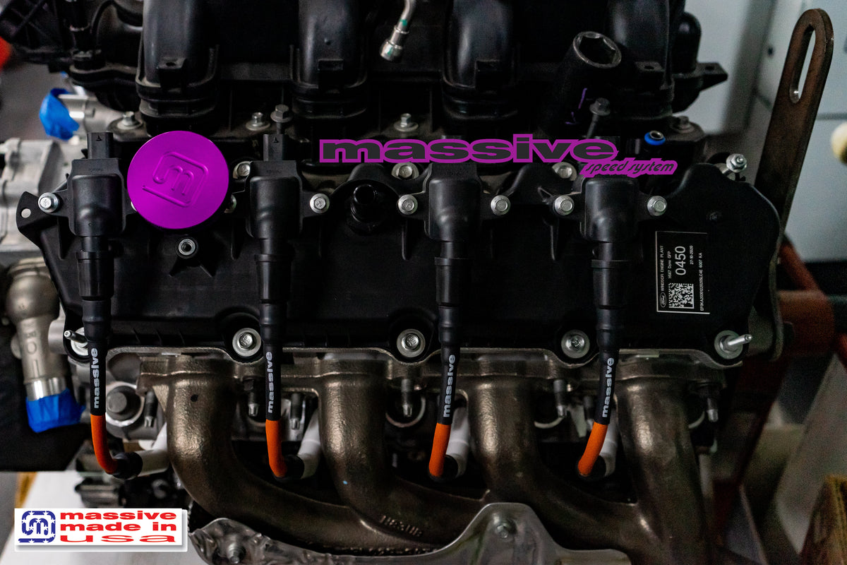 Massive Xeramik Spark Cables Plug Wires orange on engine