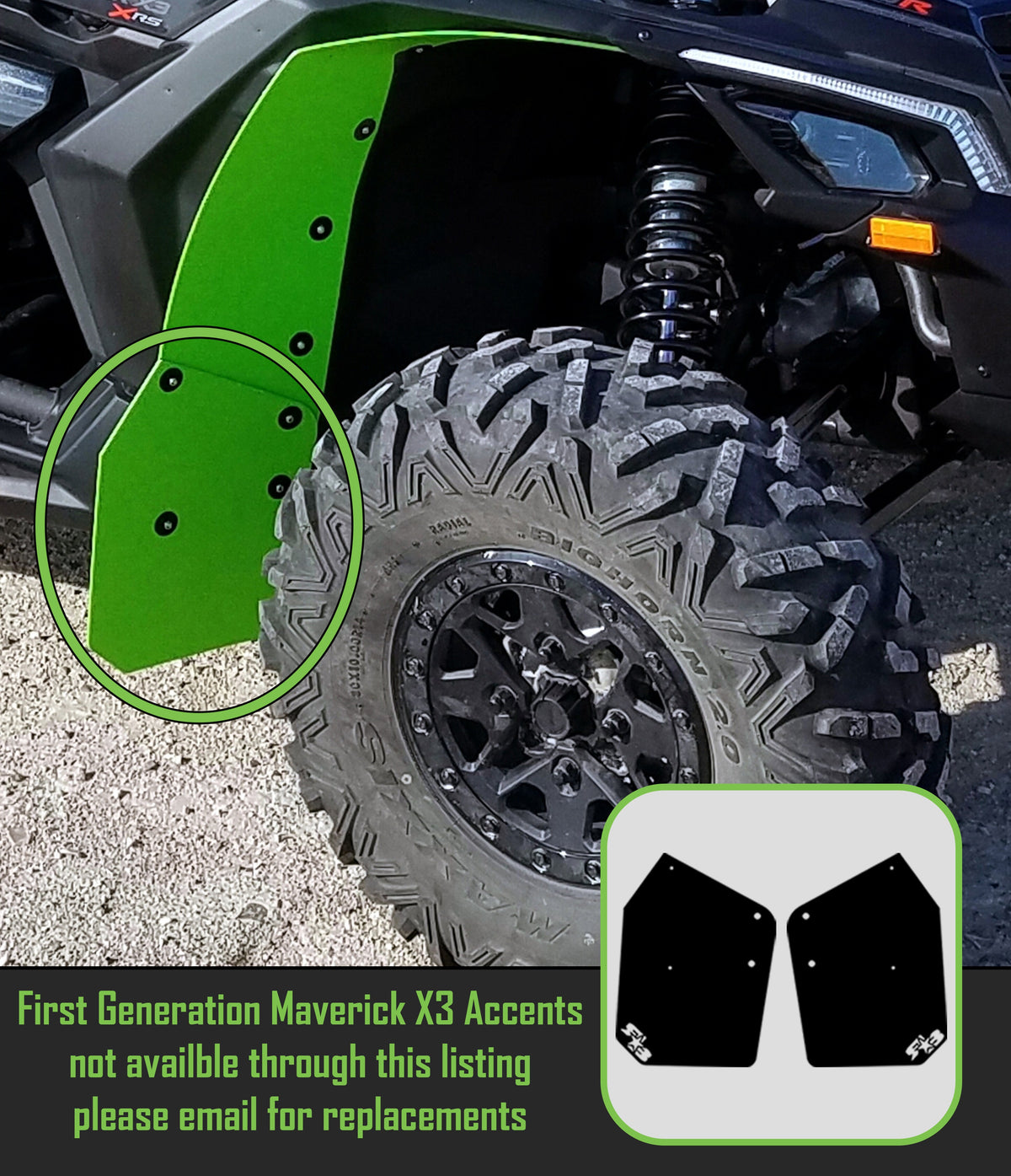 RokBlokz Maverick X3 Replacement Flaps - TRAILING ARM FLAPS or FLARE ACCENTS
