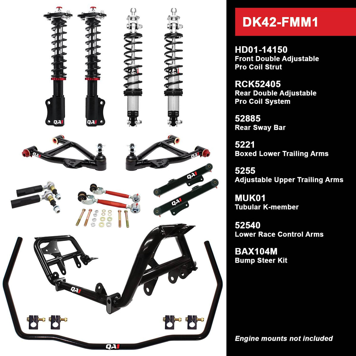 QA1 79-86 Ford Mustang Level 2 Drag Kit w/ Shocks - DK42-FMM1