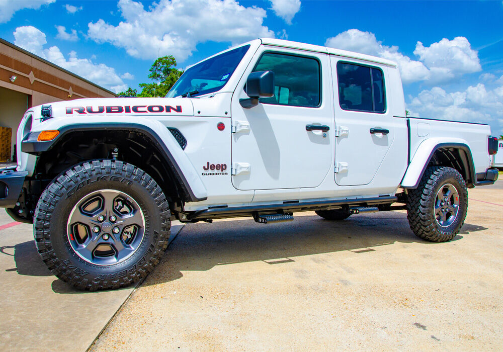 N-Fab RKR Step System 2019 Jeep Wrangler JT 4 Door Truck Full Length - Tex. Black - 1.75in - J194TRKRS4