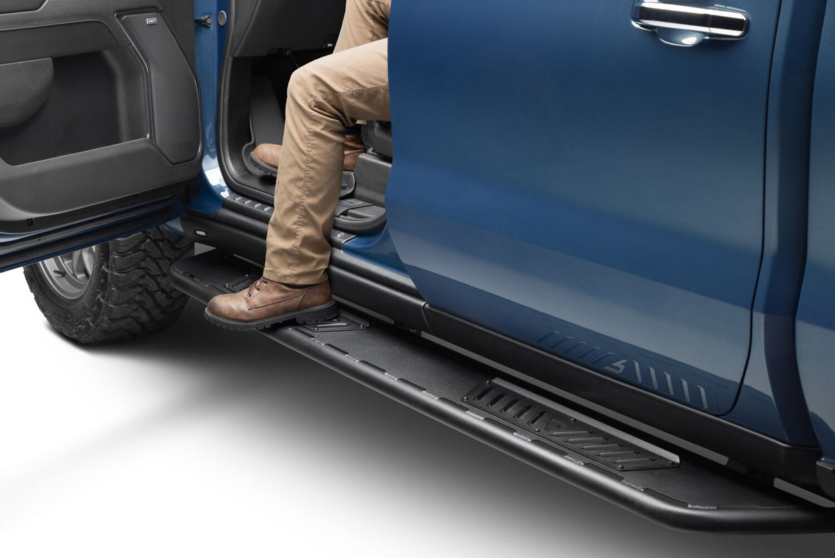 N-FAB 19-21 GMC 1500 Crew Crab Roan Running Boards - Textured Black - NBC19CC-TX