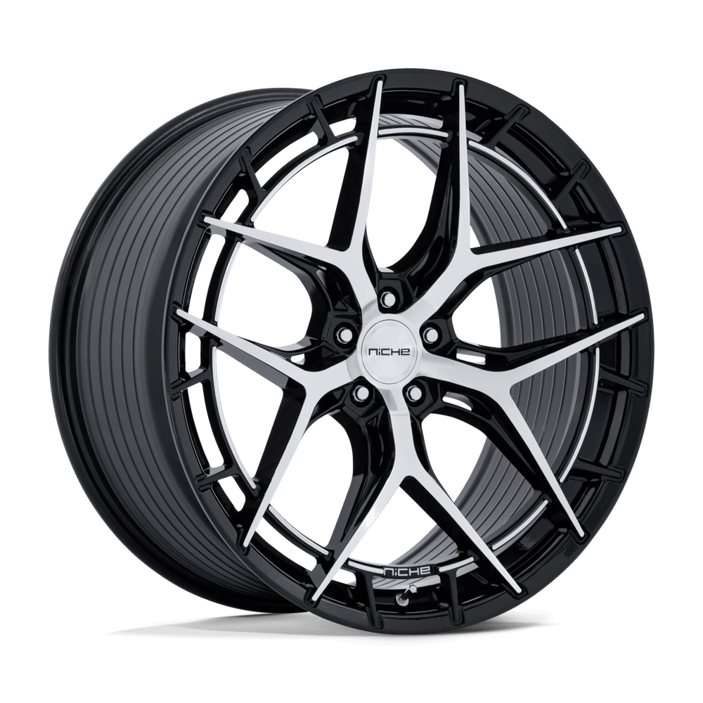Niche 1PC Nc286 Riviera 20X9 5X114.3 +35MM Gloss Black W/ Machined Face