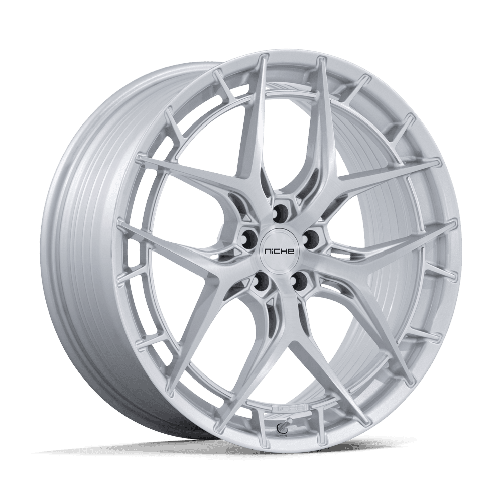 Niche 1PC Nc286 Riviera 20X9.5 5X114.3 +35MM Gloss Silver W/ Brushed Face
