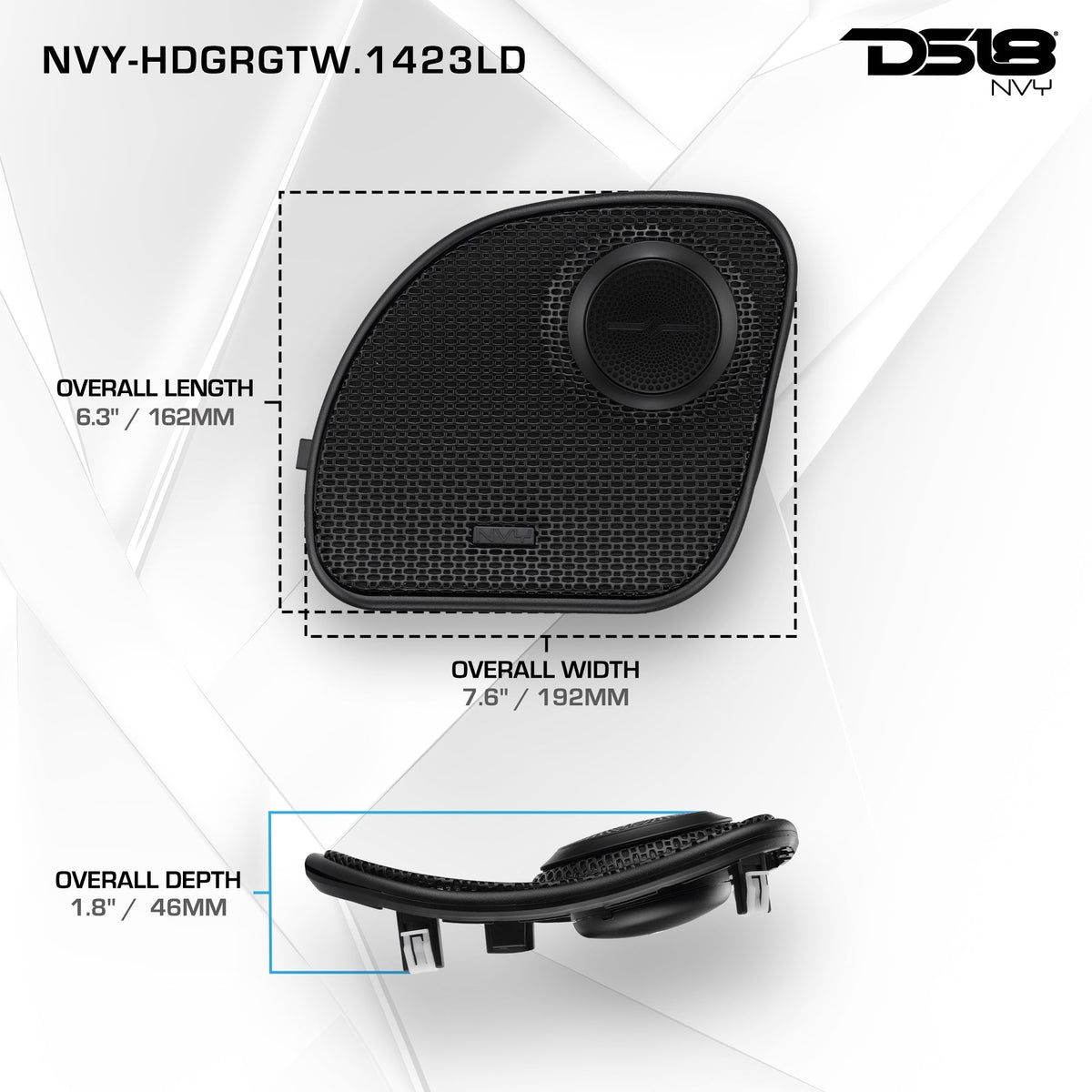 DS18 NVY Harley Road Glide OEM Front Grille Upgrade with Bullet Tweeters & Crossovers 14-23 - NVY-HDGRGTW.1423LD - additional view 8