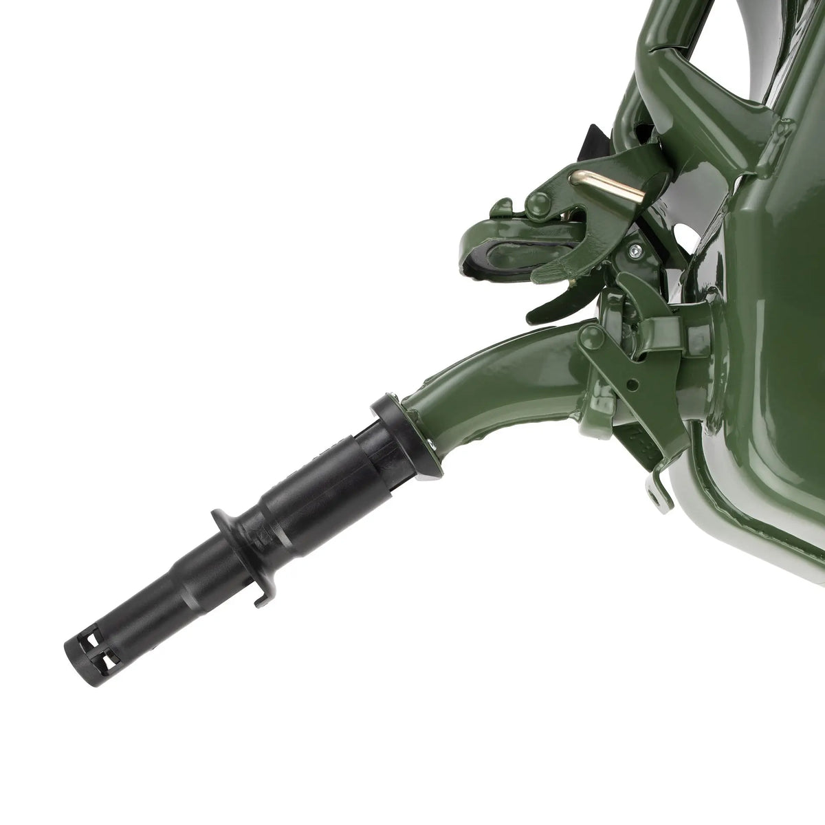 Wavian Olive Drab 10 litre steel jerry can 3014 — nozzle detail