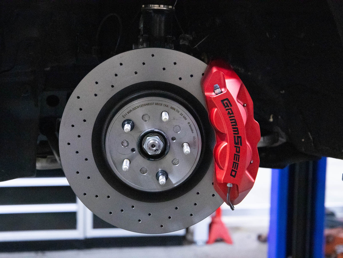 GrimmSpeed 02-21 Subaru WRX/STI 4-Piston Brake Caliper Kit - Red (For 340mm Rotor) - GRM.1170.1.RED