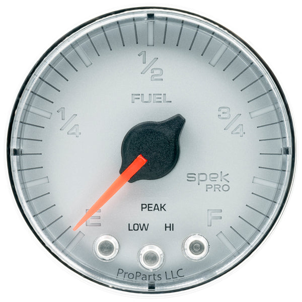 Autometer Spek-Pro Gauge Fuel Level 2 1/16in 0-270 Programmable Slvr/Chrm - P312218