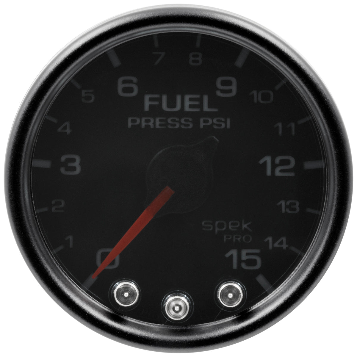 Autometer Spek-Pro Gauge Fuel Press 2 1/16in 15psi Stepper Motor W/Peak & Warn Blk/Smoke/Blk - P31552