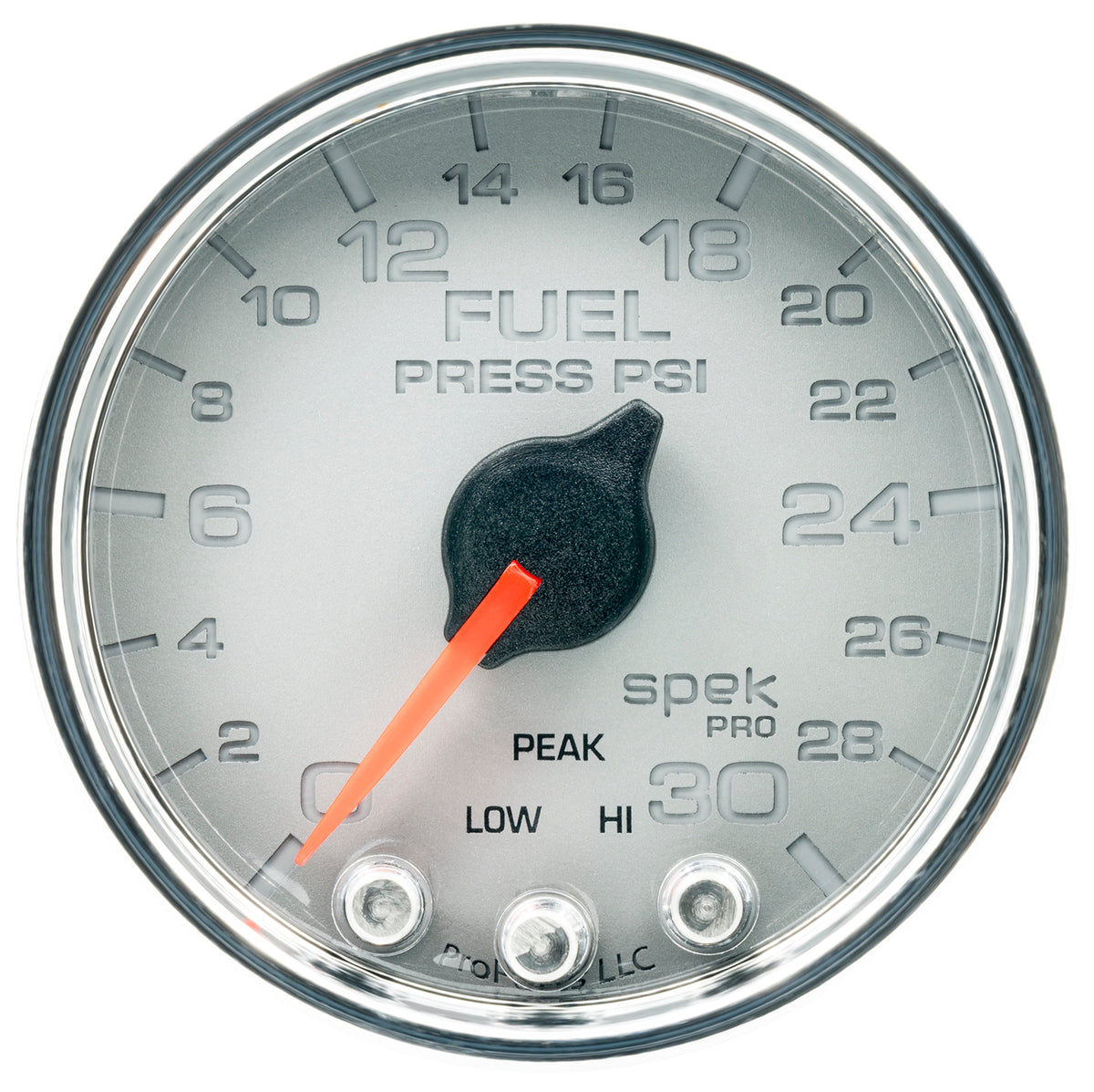 Autometer Spek-Pro Gauge Fuel Press 2 1/16in 30psi Stepper Motor W/Peak & Warn Slvr/Chrm - P31621