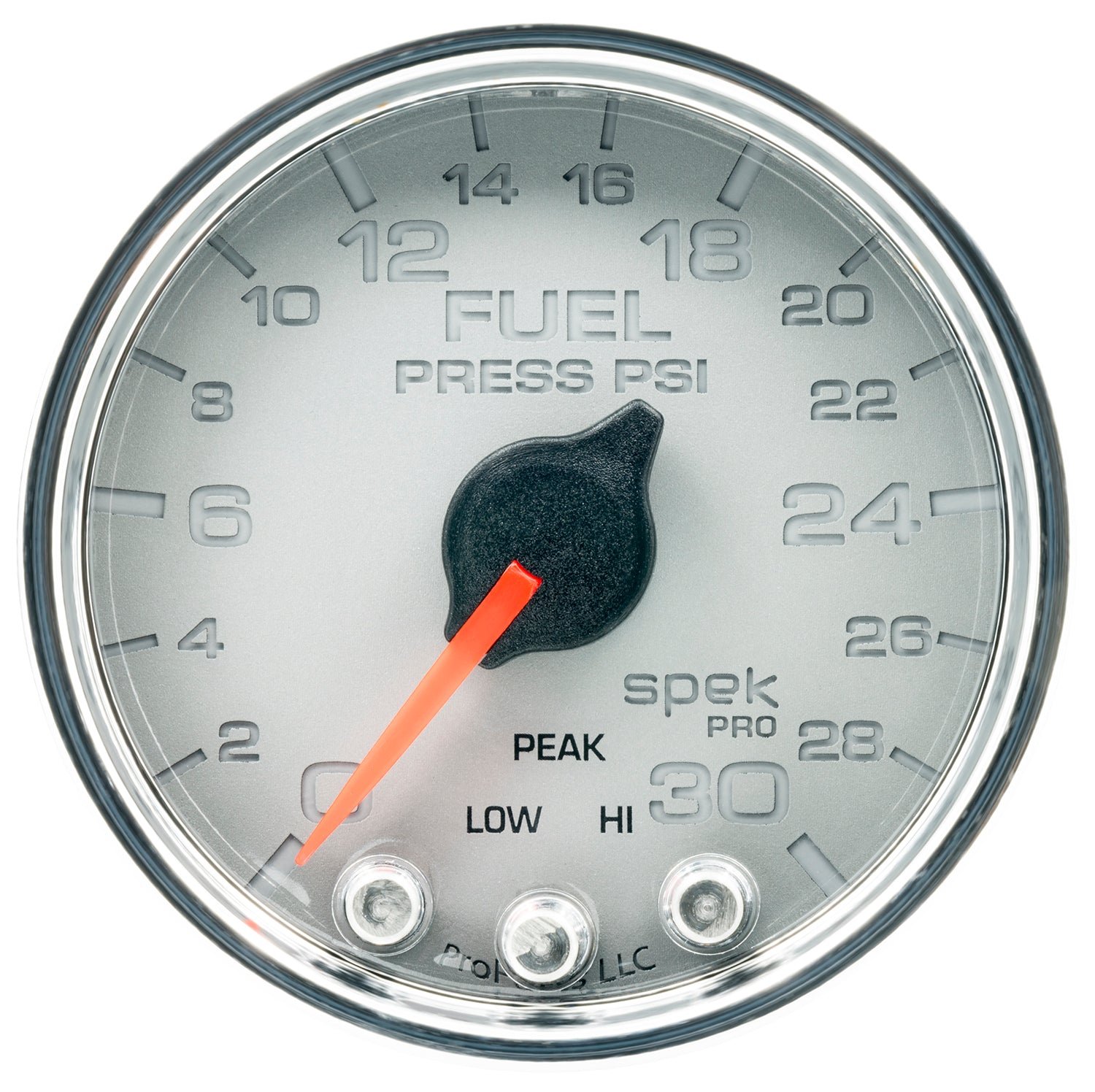 Autometer Spek-Pro Gauge Fuel Press 2 1/16in 30psi Stepper Motor W/Peak & Warn Slvr/Chrm - P31621