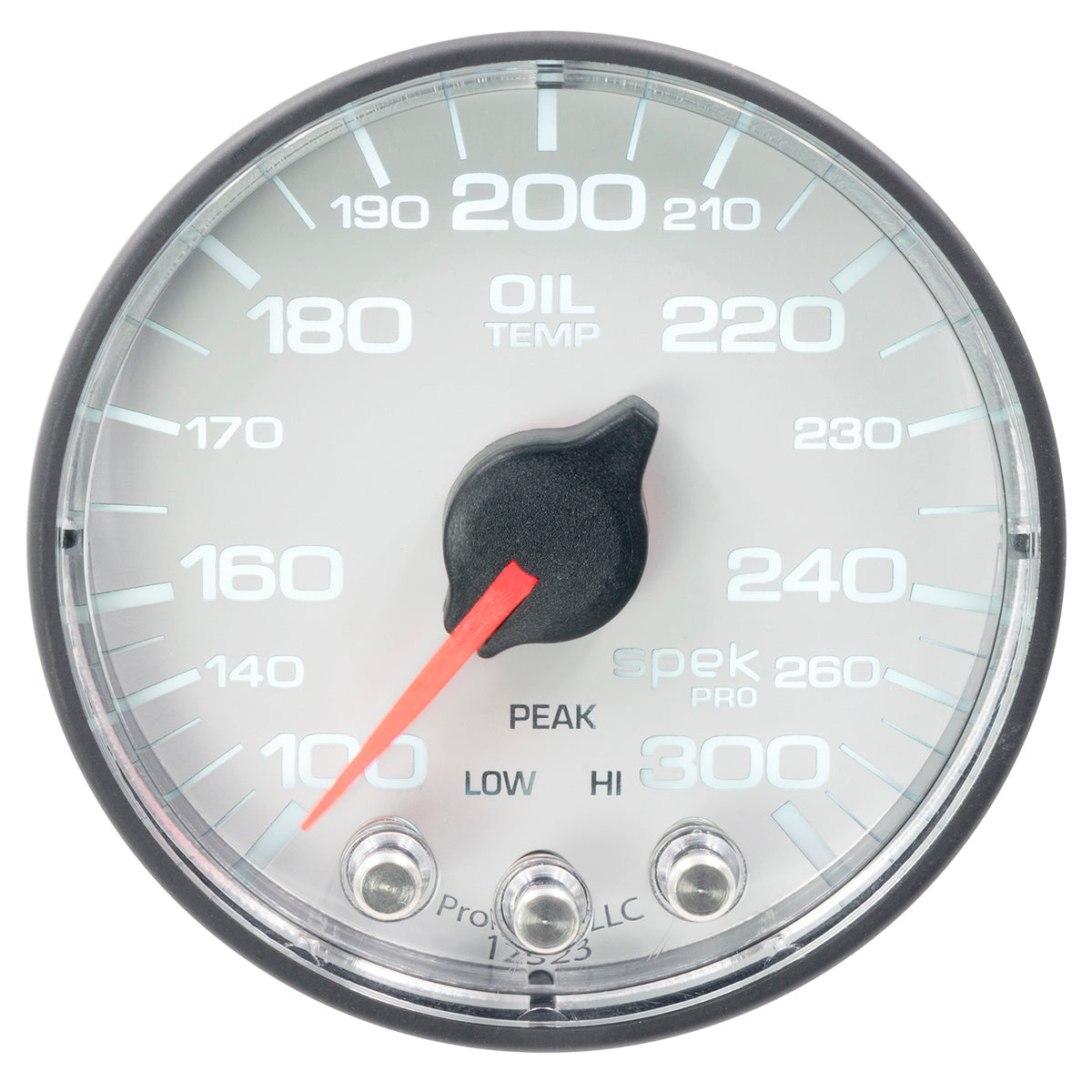 Autometer Spek-Pro Gauge Oil Temp 2 1/16in 300f Stepper Motor W/Peak & Warn Wht/Blk - P322128