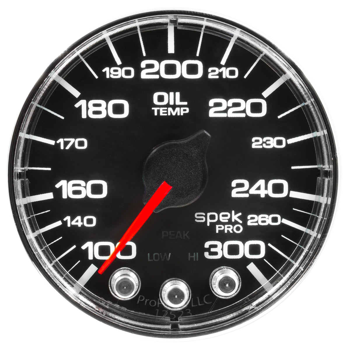 Autometer Spek-Pro Gauge Oil Temp 2 1/16in 300f Stepper Motor W/Peak & Warn Blk/Chrm - P322318