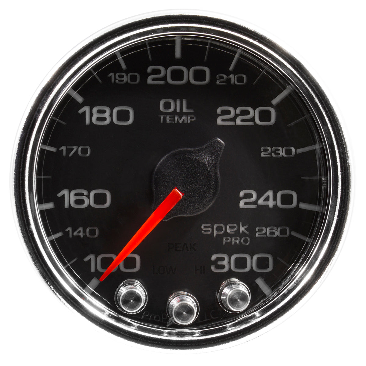 Autometer Spek-Pro Gauge Oil Temp 2 1/16in 300f Stepper Motor W/Peak & Warn Blk/Chrm - P32231