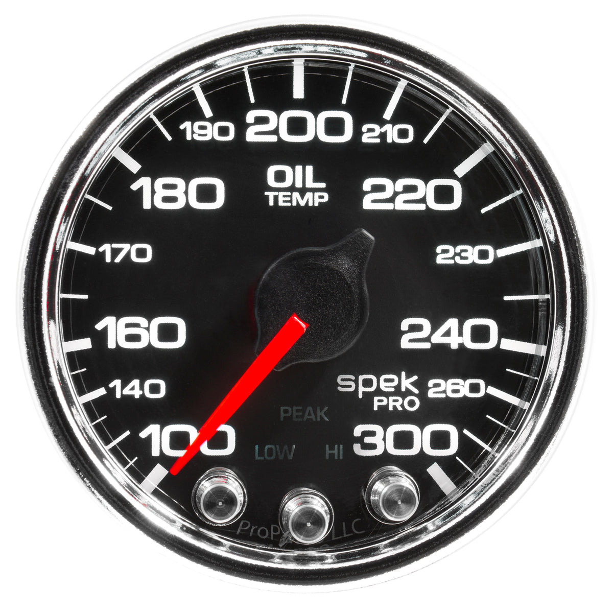 Autometer Spek-Pro Gauge Oil Temp 2 1/16in 300f Stepper Motor W/Peak & Warn Blk/Chrm - P32231