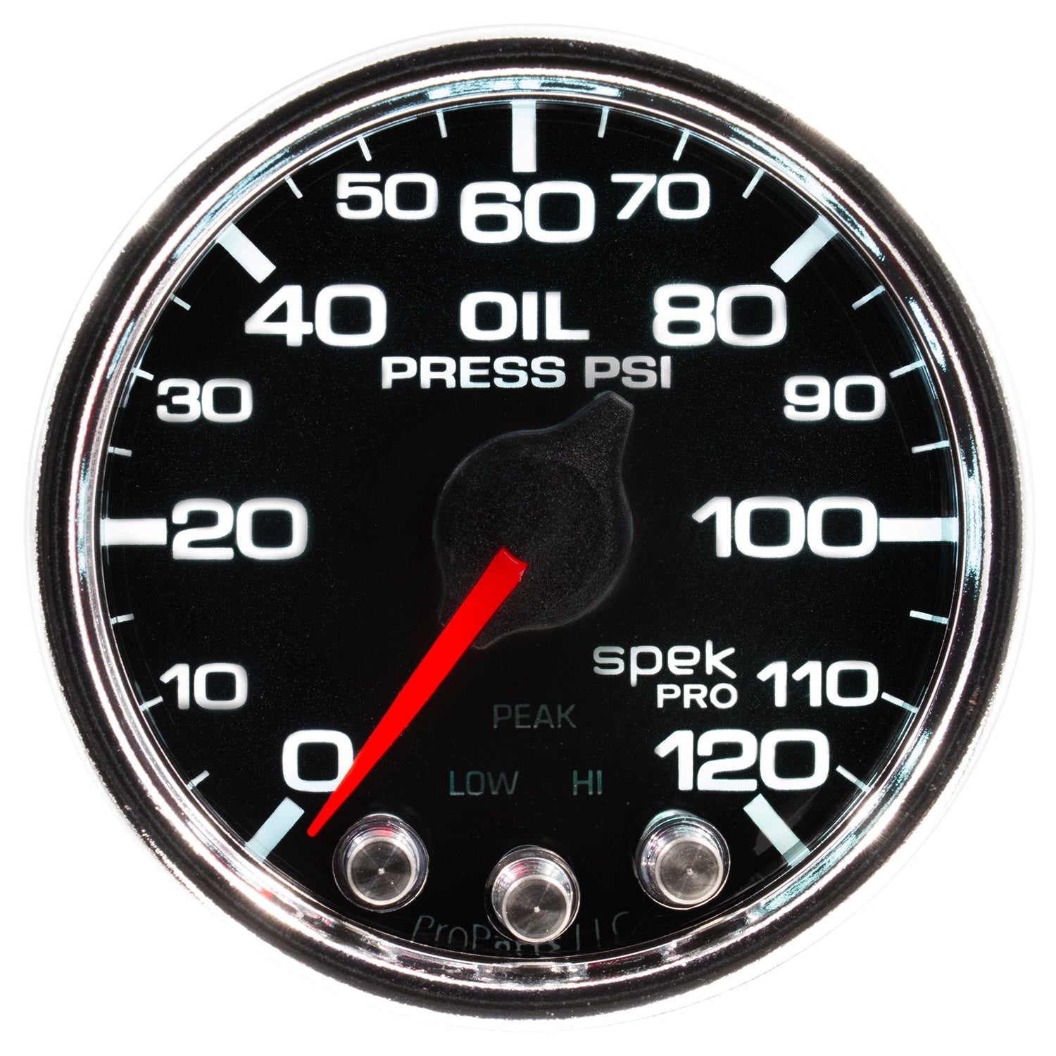 Autometer Spek-Pro Gauge Oil Press 2 1/16in 120psi Stepper Motor W/Peak & Warn Blk/Chrm - P32531