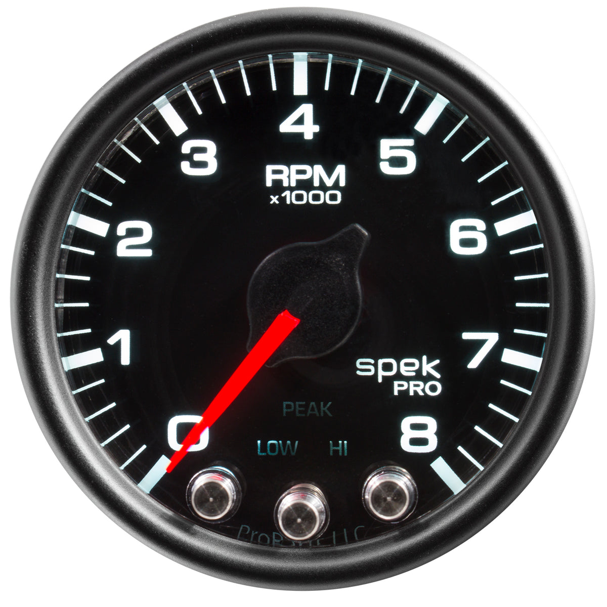 Autometer Spek-Pro Gauge Tach 2 1/16in 8K Rpm W/ Shift Light & Peak Mem Blk/Blk - P33432