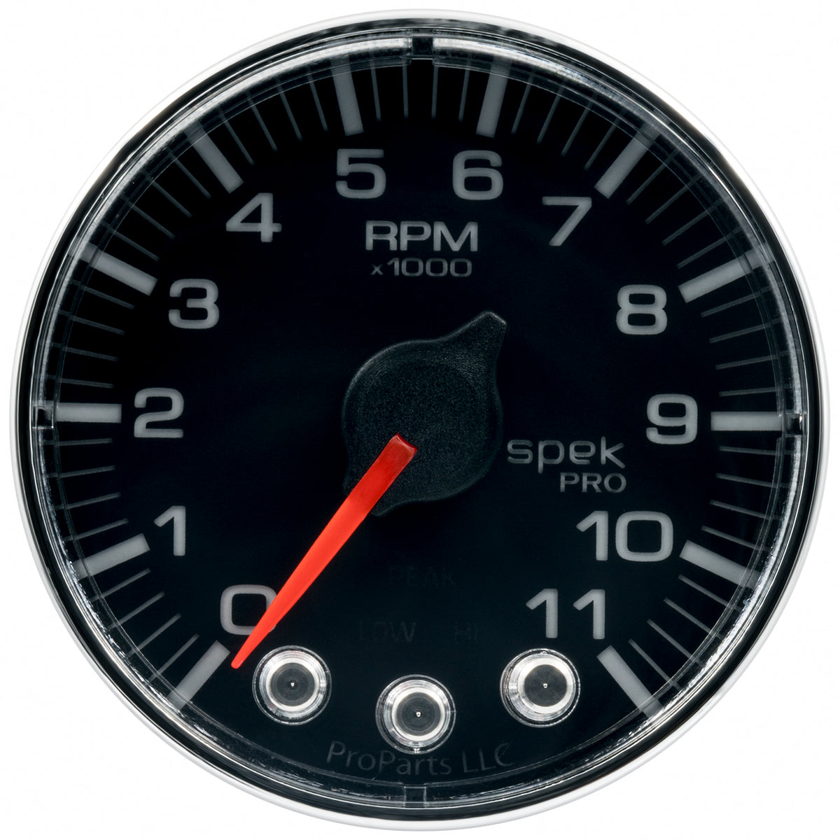 Autometer Spek-Pro Gauge Tach 2 1/16in 11K Rpm W/ Shift Light & Peak Mem Blk/Chrm - P336318