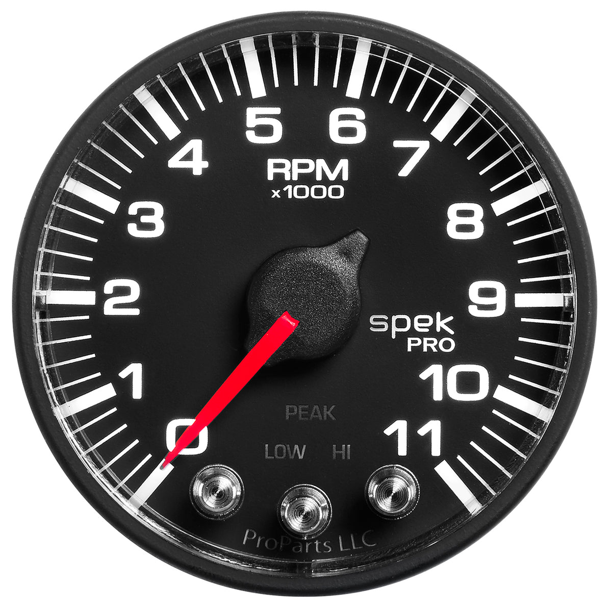 Autometer Spek-Pro Gauge Tach 2 1/16in 11K Rpm W/ Shift Light & Peak Mem - Blk/Blk - P336328