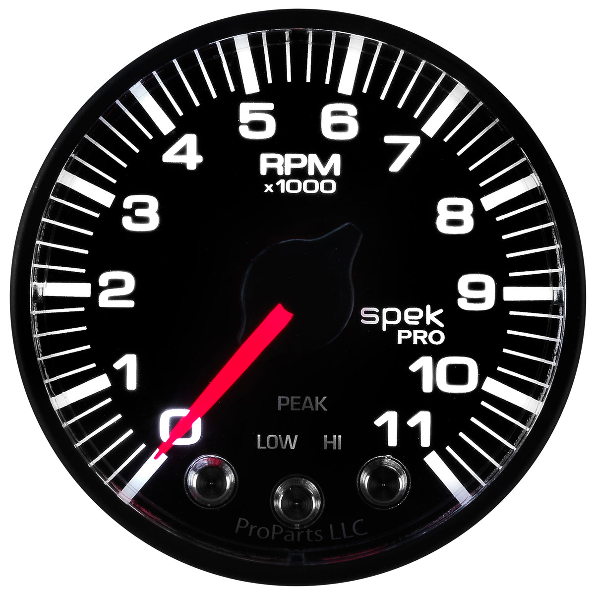 Autometer Spek-Pro Gauge Tach 2 1/16in 11K Rpm W/ Shift Light & Peak Mem - Blk/Blk - P336328