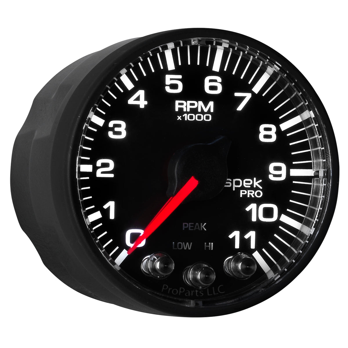 Autometer Spek-Pro Gauge Tach 2 1/16in 11K Rpm W/ Shift Light & Peak Mem - Blk/Blk - P336328