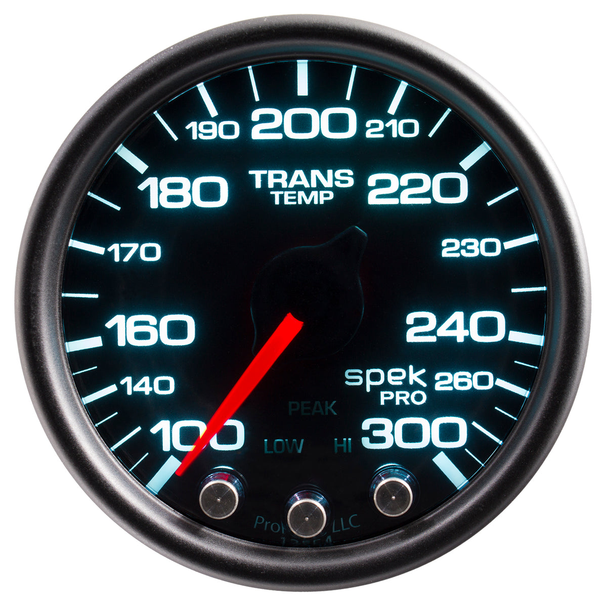 Autometer Spek-Pro Gauge Trans Temp 2 1/16in 300f Stepper Motor W/Peak & Warn Blk/Smoke/Blk - P34252