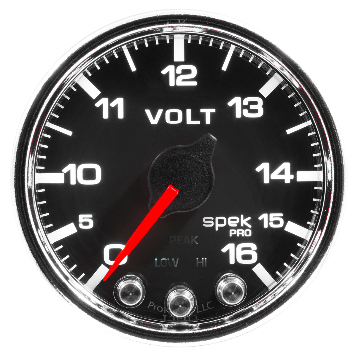 Autometer Spek-Pro Gauge Voltmeter 2 1/16in 16V Stepper Motor W/Peak & Warn Blk/Chrm - P34431