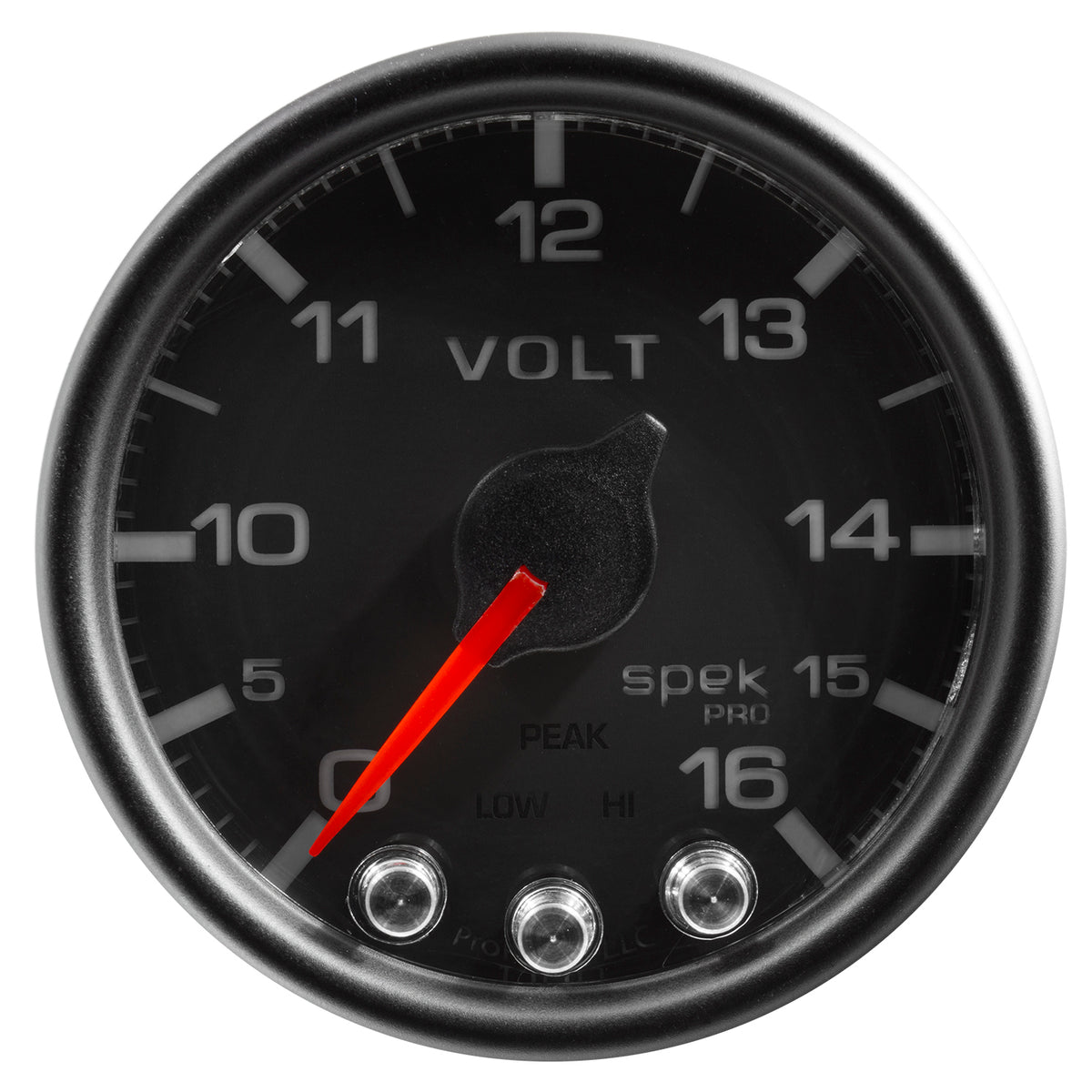 Autometer Spek-Pro Gauge Voltmeter 2 1/16in 16V Stepper Motor W/Peak & Warn Blk/Blk - P34432