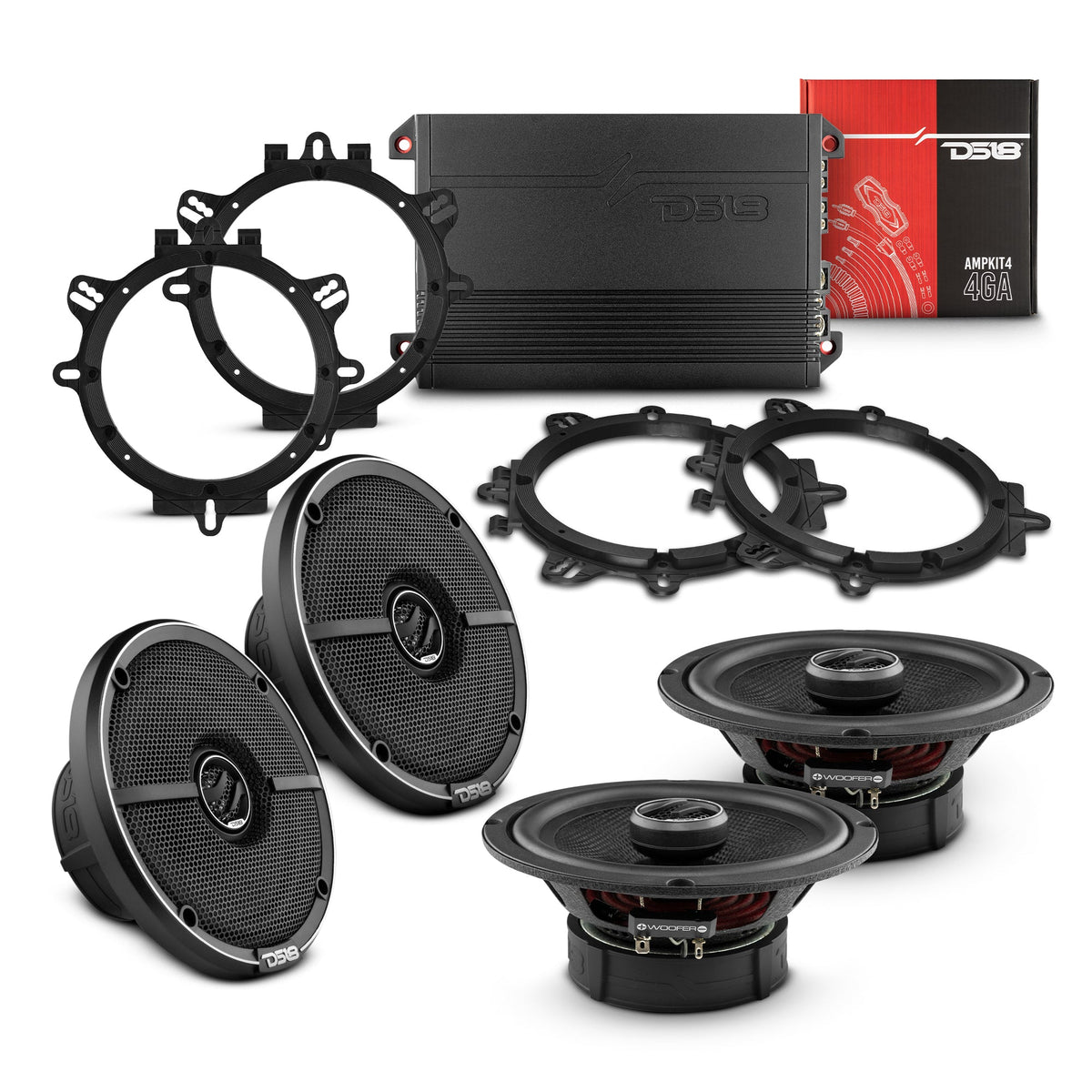 DS18 High-Performance 6.5in Coaxial Speaker Kit - PKG-ZXI62 - front view