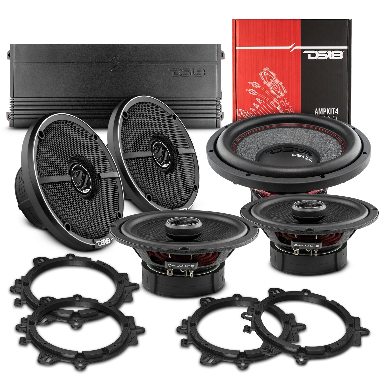 DS18 All-in-One Car Audio System 6.5in Speakers 12in Sub + Amp - PKG-ZXI62SUB1 - front view