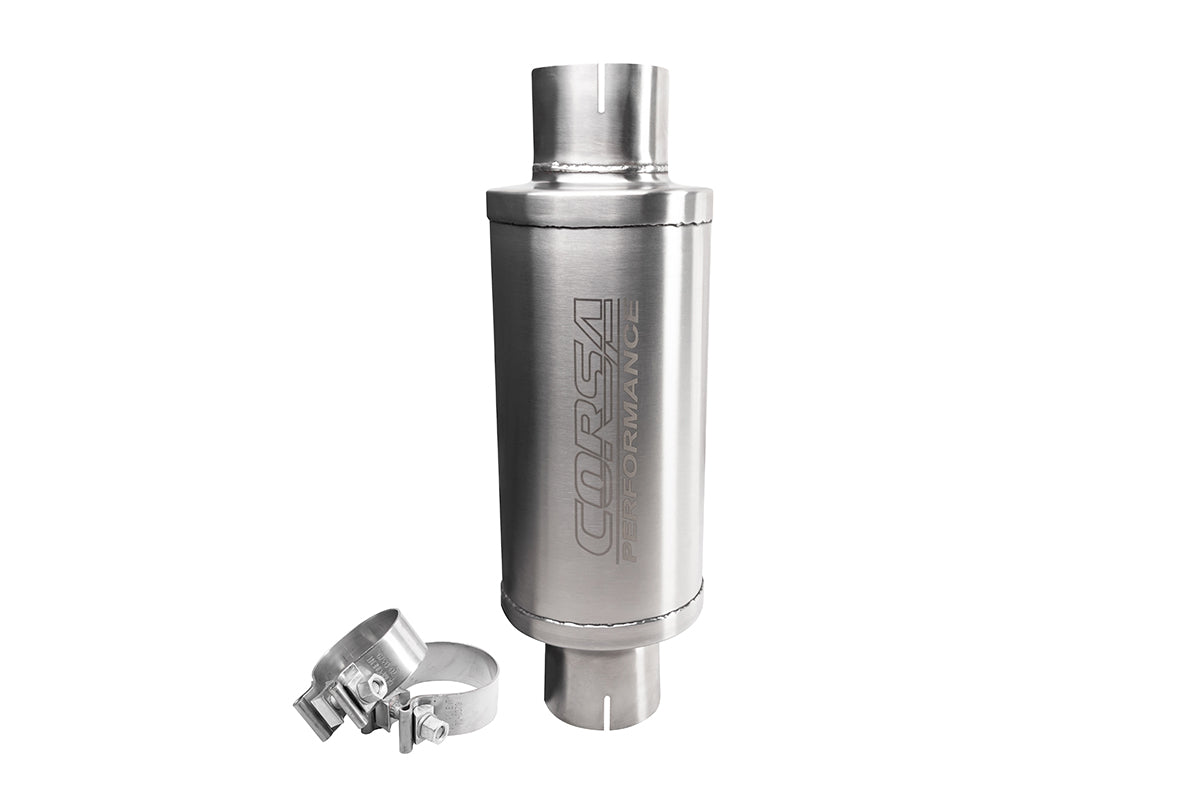 Corsa 304 Stainless Steel 3in Pro Series Packed Resonator (Slip Fit) (6-8DB) w/ 2 Clamps - B - PKM2003