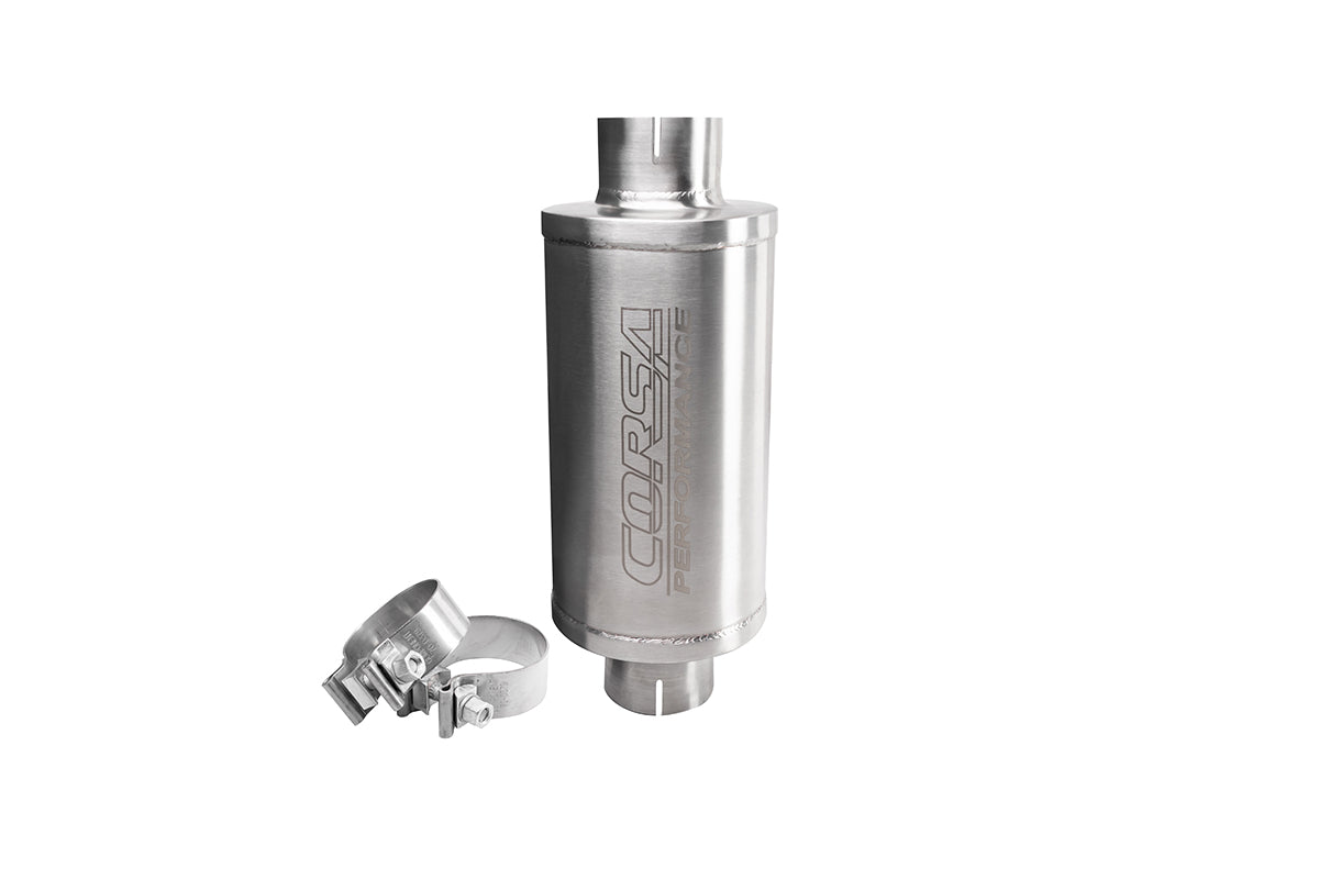 Corsa 304 Stainless Steel 2.50in Pro Series Packed Resonator (Slip Fit) (6-8DB) w/ 2 Clamps - PKM2005