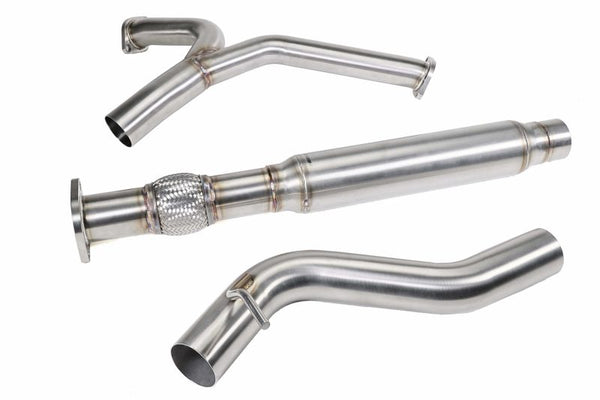 Perrin 22-24 Subaru WRX T304 Stainless Steel Midpipe w/ Resonator - PSP-EXT-340BR for 2022-2025 Subaru WRX - front view
