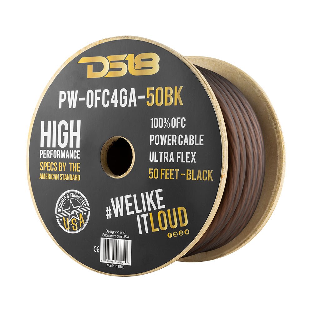 DS18 4-Gauge 50-Feet Black - PW-OFC4GA-50BK - front view