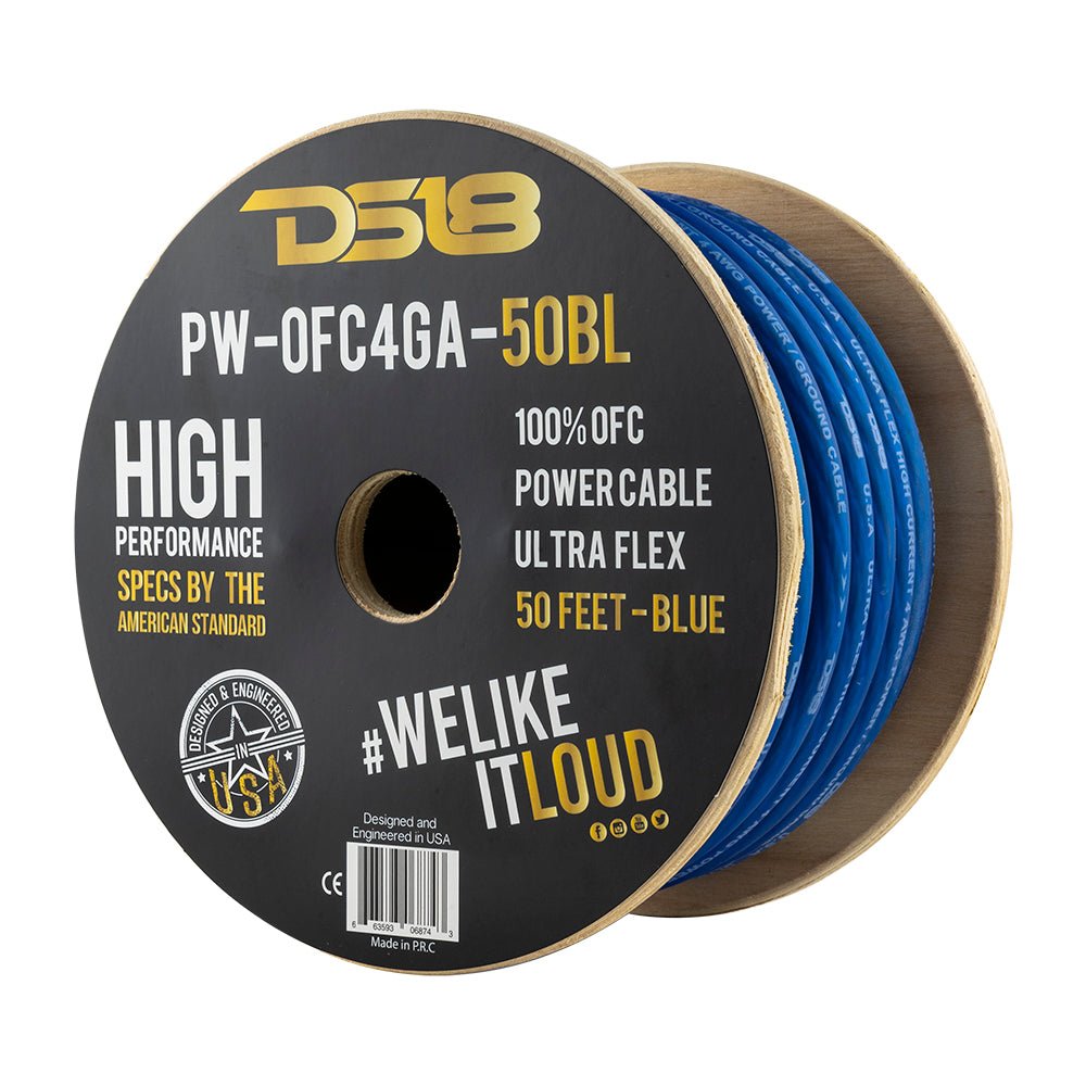 DS18 4-Gauge 50-Feet Blue - PW-OFC4GA-50BL - front view