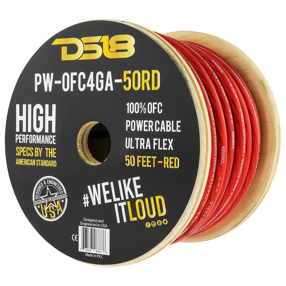 DS18 4-Gauge 50-Feet Red - PW-OFC4GA-50RD - front view
