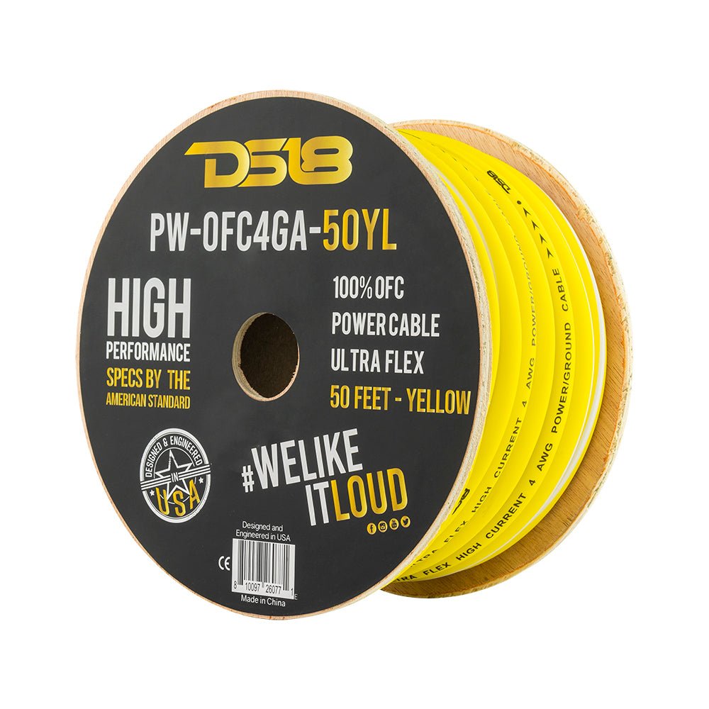 DS18 4-Gauge 50-Feet Yellow - PW-OFC4GA-50YL - front view
