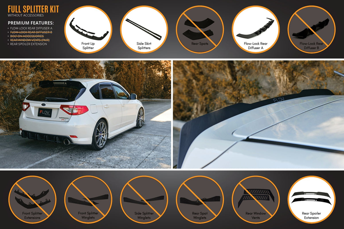 Flow Designs - Impreza WRX/RS G3 Hatch PFL Full Lip Splitter Set