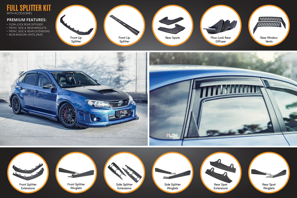 Flow Designs - Impreza WRX / STI G3 Hatch (FL) Full Lip Splitter Set