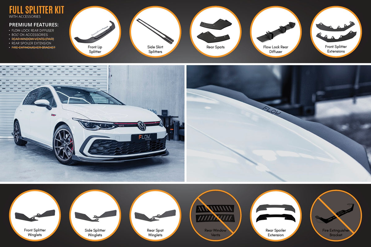 Flow Designs - MK8 Golf GTI Full Lip Splitter Set