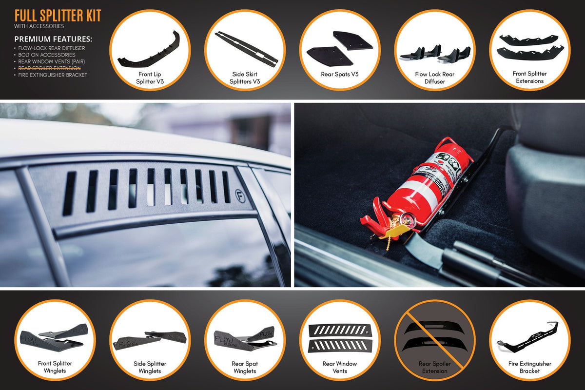 Flow Designs - MK6 Golf R Full Lip Splitter Set