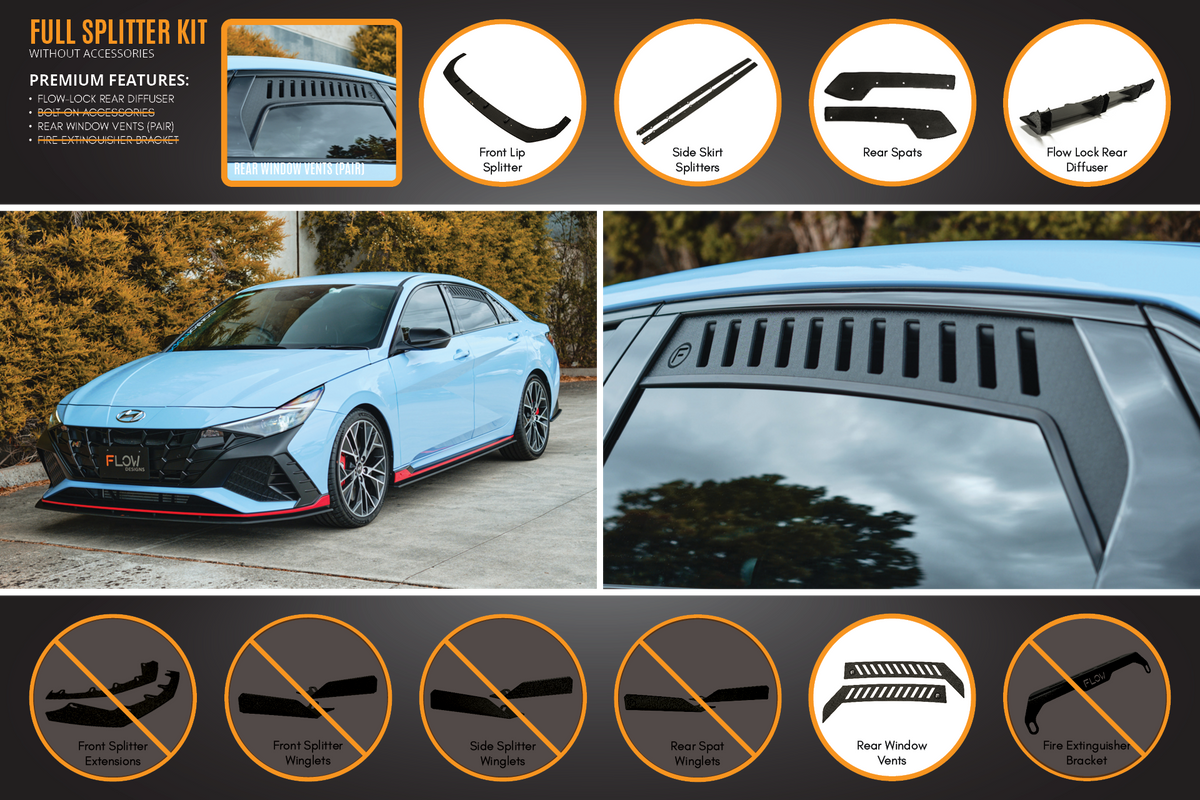 Flow Designs - CN7 Elantra N Sedan 21-23 Full Lip Splitter Set