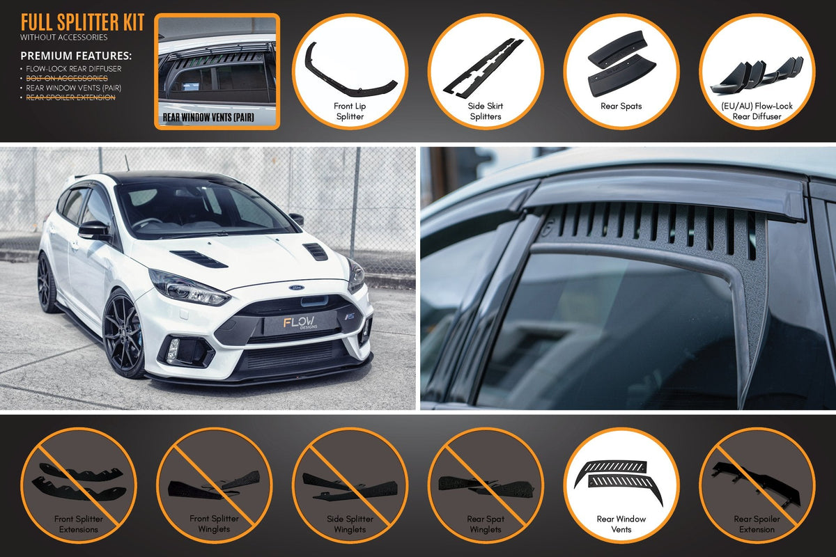 Flow Designs - MK3 Focus RS Full Lip Splitter Set