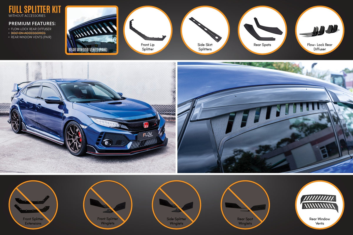 Flow Designs - FK8 Civic Type R Full Lip Splitter Set