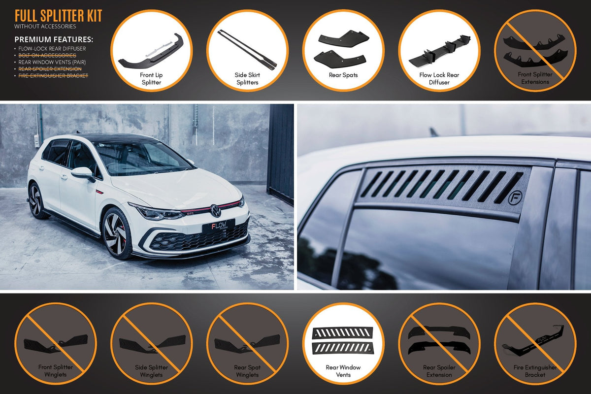 Flow Designs - MK8 Golf GTI Full Lip Splitter Set
