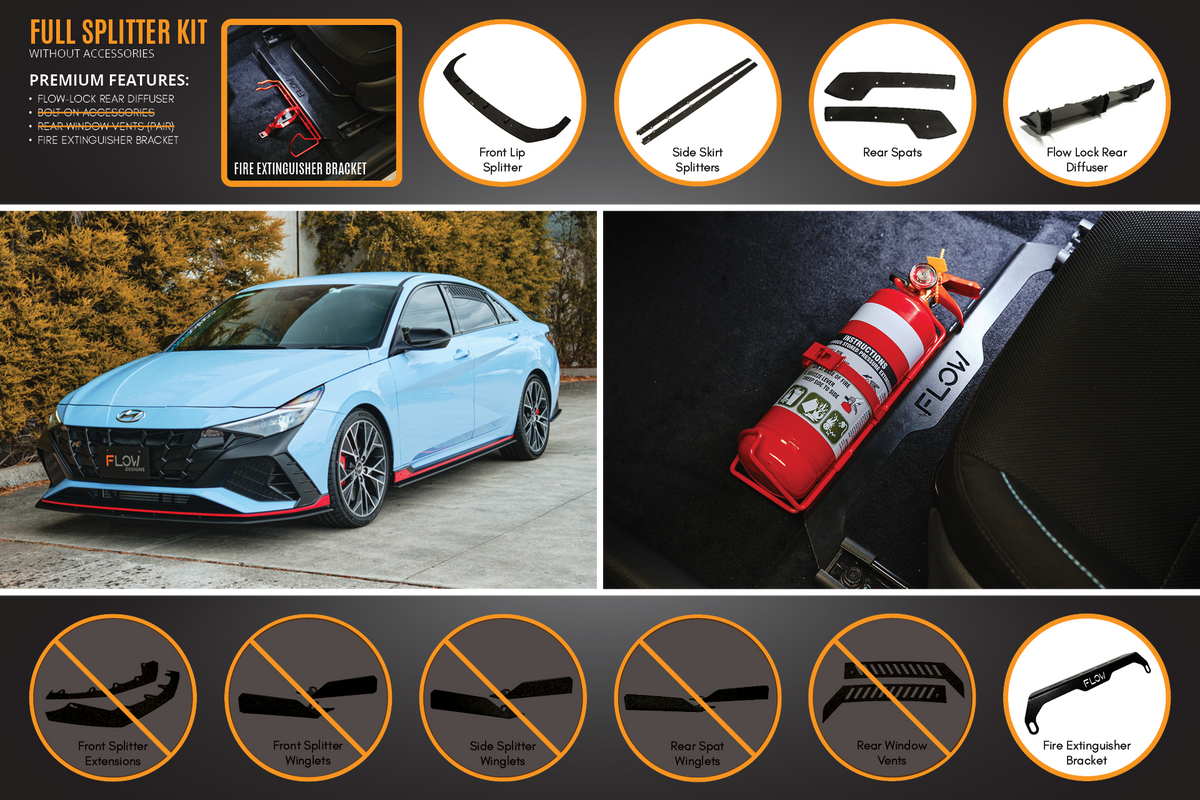 Flow Designs - CN7 Elantra N Sedan 21-23 Full Lip Splitter Set