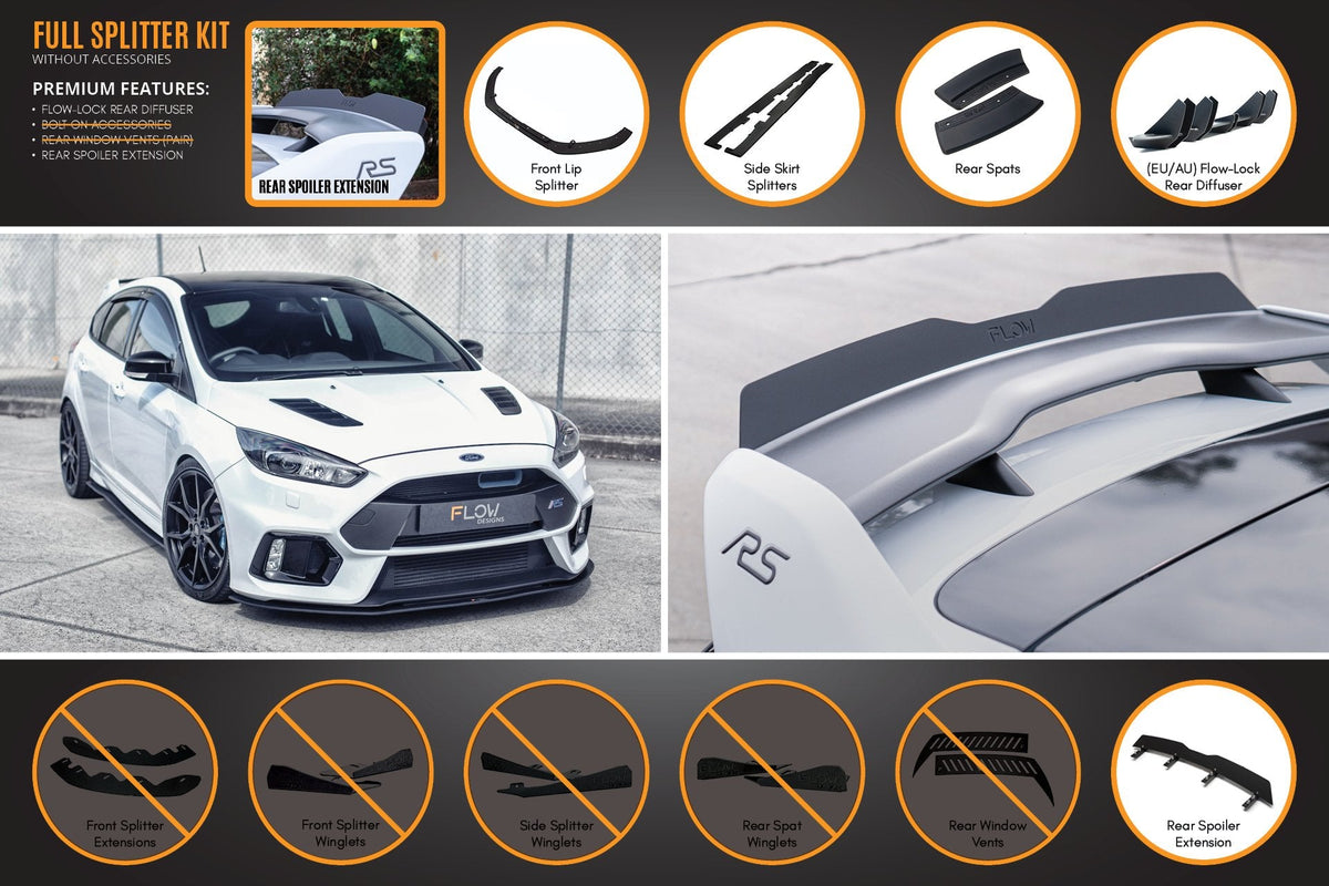 Flow Designs - MK3 Focus RS Full Lip Splitter Set