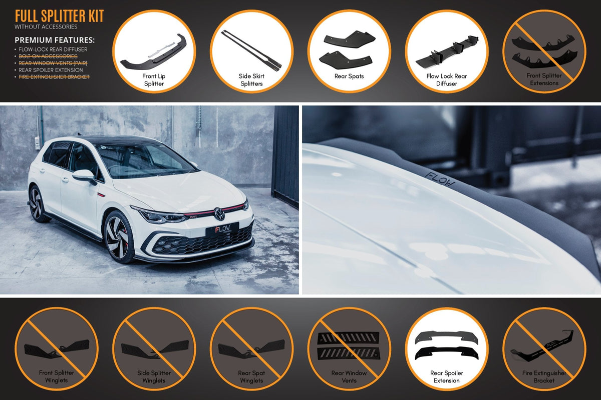 Flow Designs - MK8 Golf GTI Full Lip Splitter Set