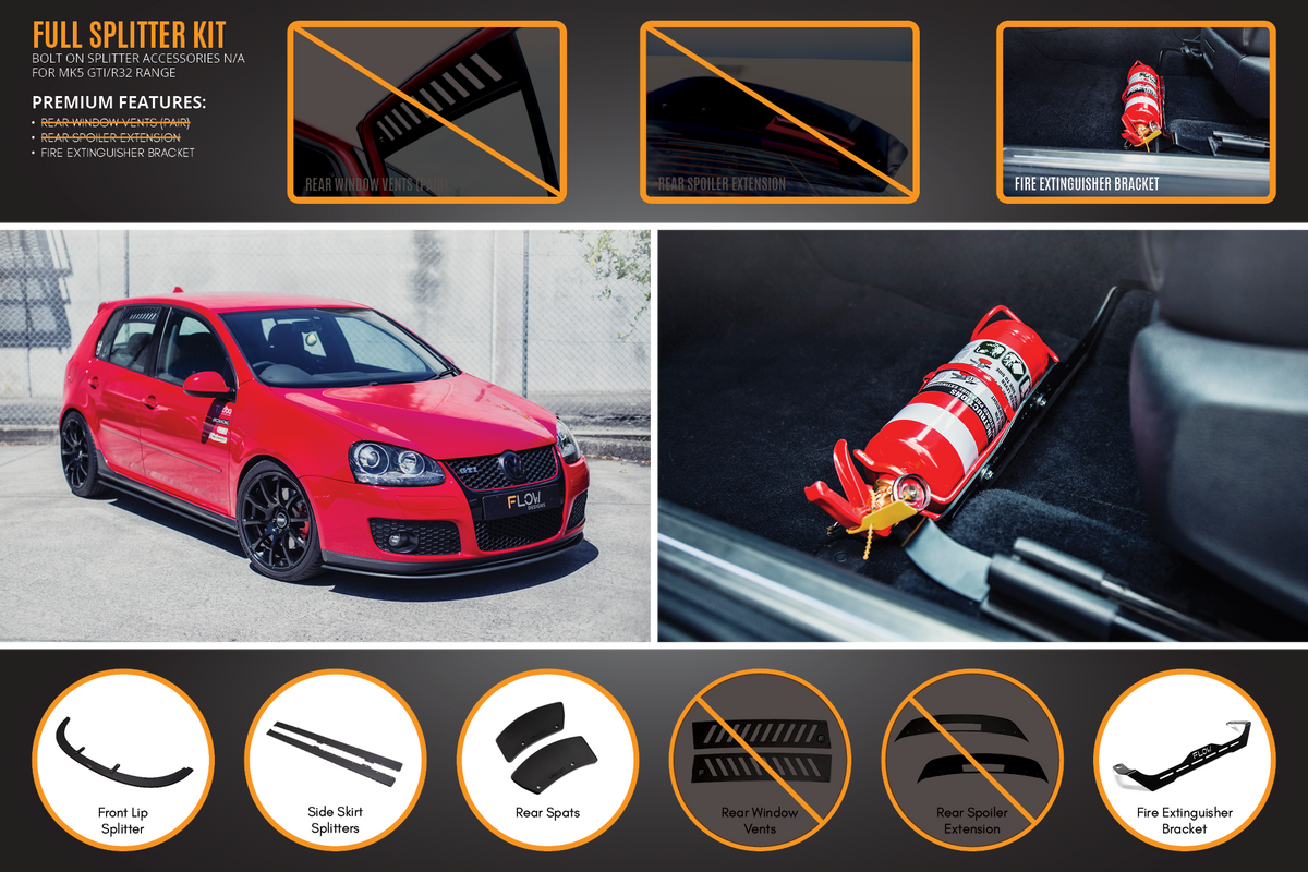 Flow Designs - MK5 Golf GTI Full Lip Splitter Set
