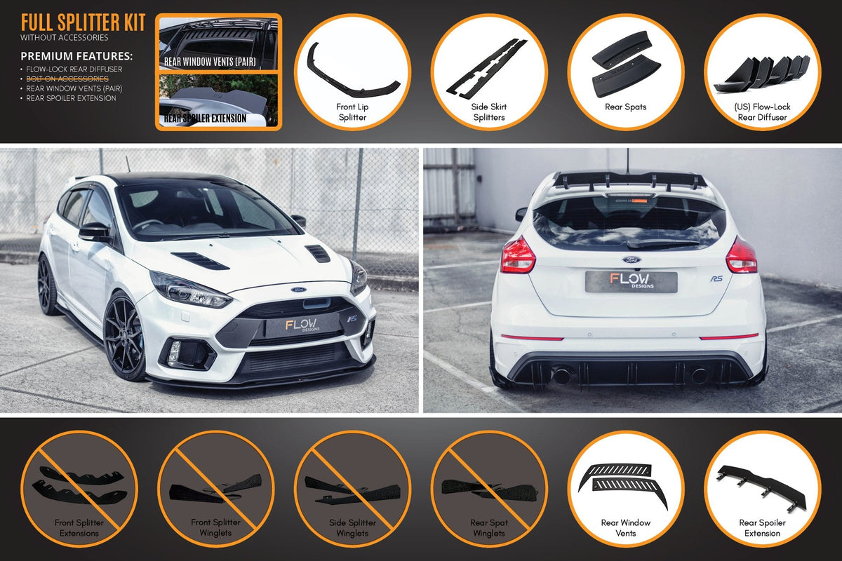 Flow Designs - MK3 Focus RS Full Lip Splitter Set